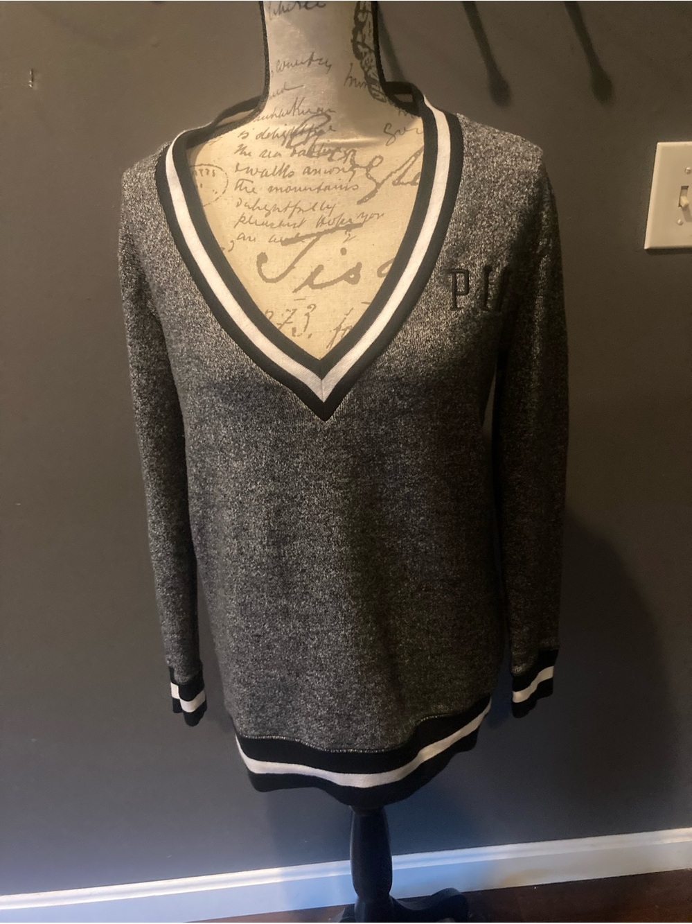 Victoria Secret size XS oversized varsity grey sweatshirt excellent condition